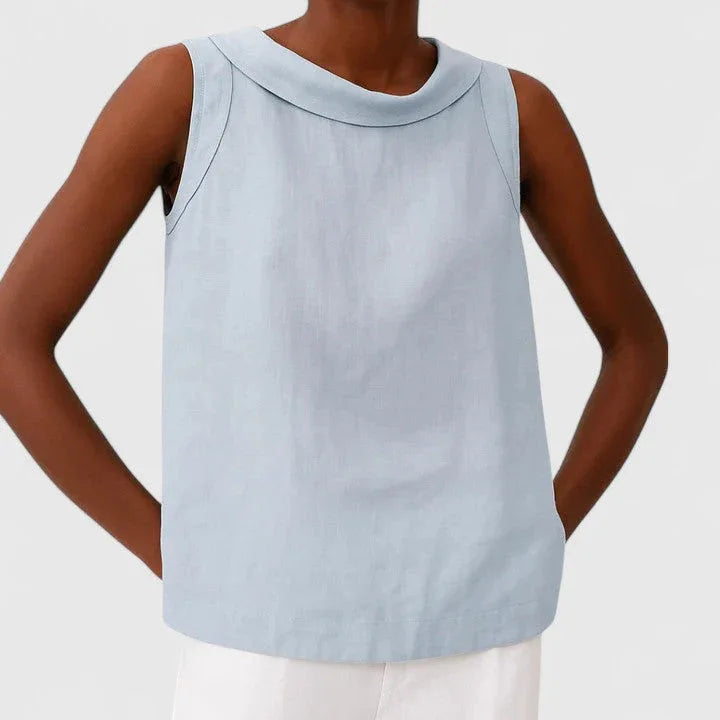Clara | Elegant Top with Roll Collar