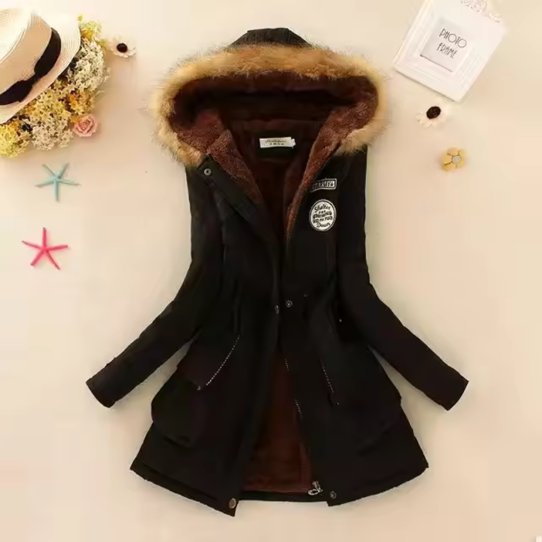 Therelle™ - Autumn/Winter Jacket with Hood, Embroidery, and Fitted Cut