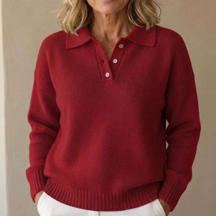 Clara | Refined Knit Polo Sweater