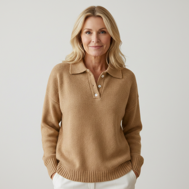 Clara | Refined Knit Polo Sweater
