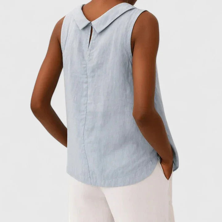 Clara | Elegant Top with Roll Collar