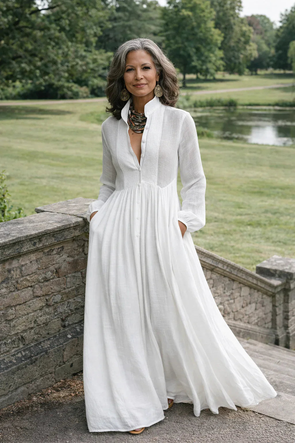 Serena | Flowing Button-Front Maxi Dress
