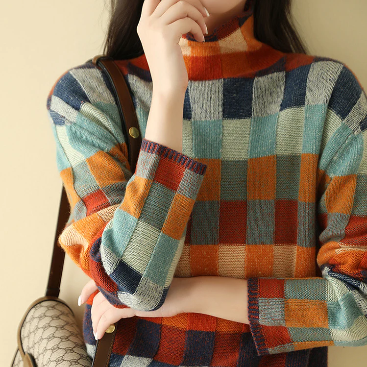Olivia™ - Soft Patchwork Turtleneck